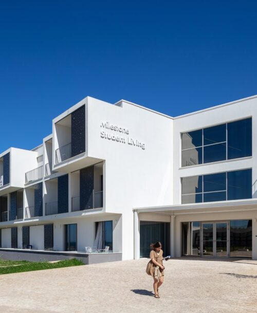 Exterior of a student accommodation building in Portugal